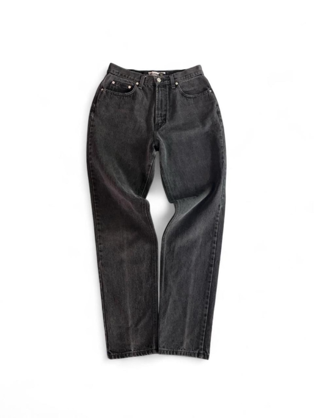 Vintage 90s Gap Faded Black Denim Jeans High Rise Slim Straight USA Made Size 10